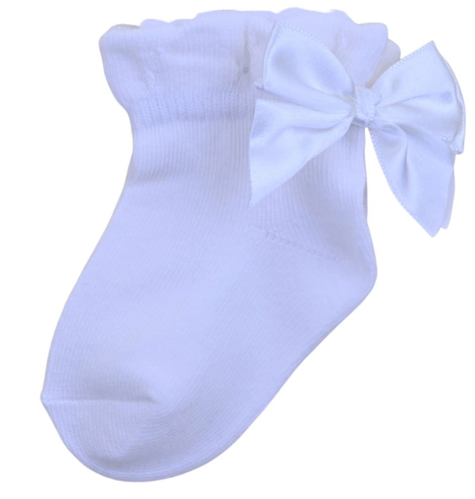 Ribbon Ankle Socks White (Pack of 6)