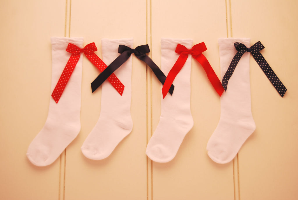 Knee High Socks with Contrasting Ribbons (Pack of 6)